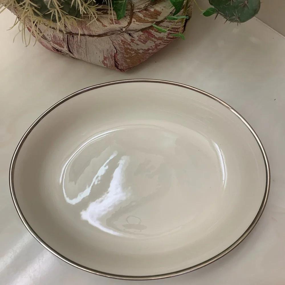 Flintridge China Miramar Rim Platinum Trim Serving Bowl
